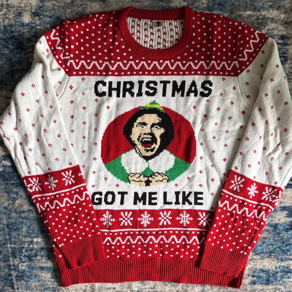 Red and White Christmas Sweater. Elf